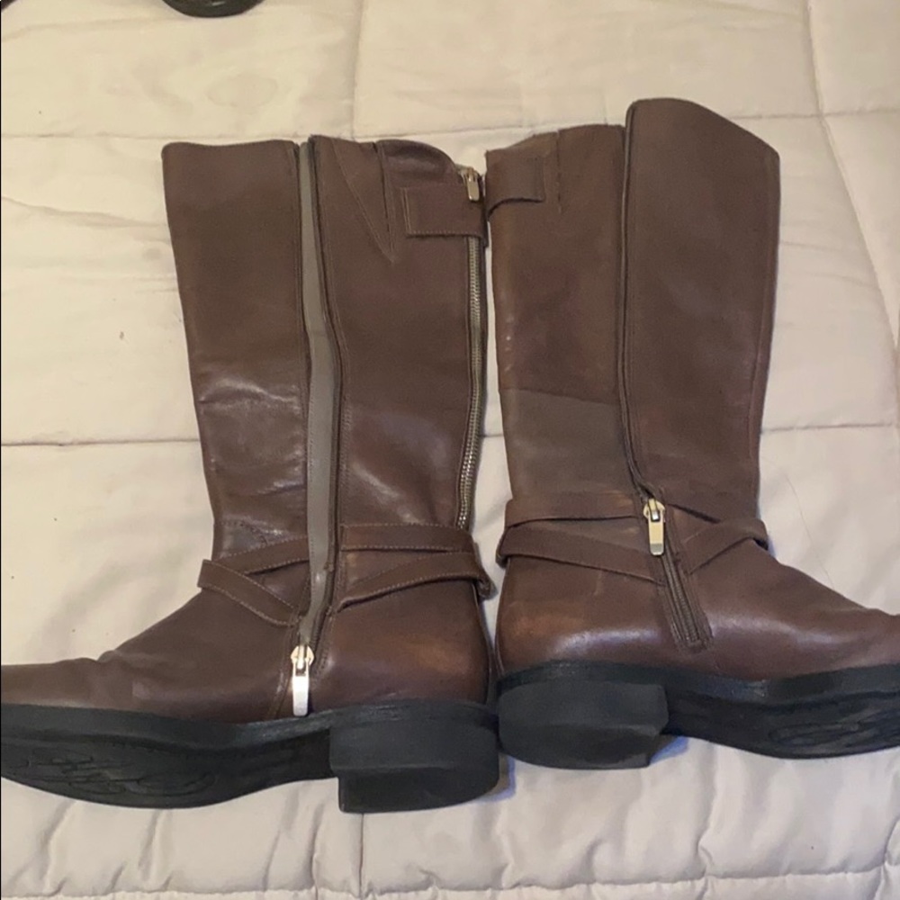 Brown leather boots